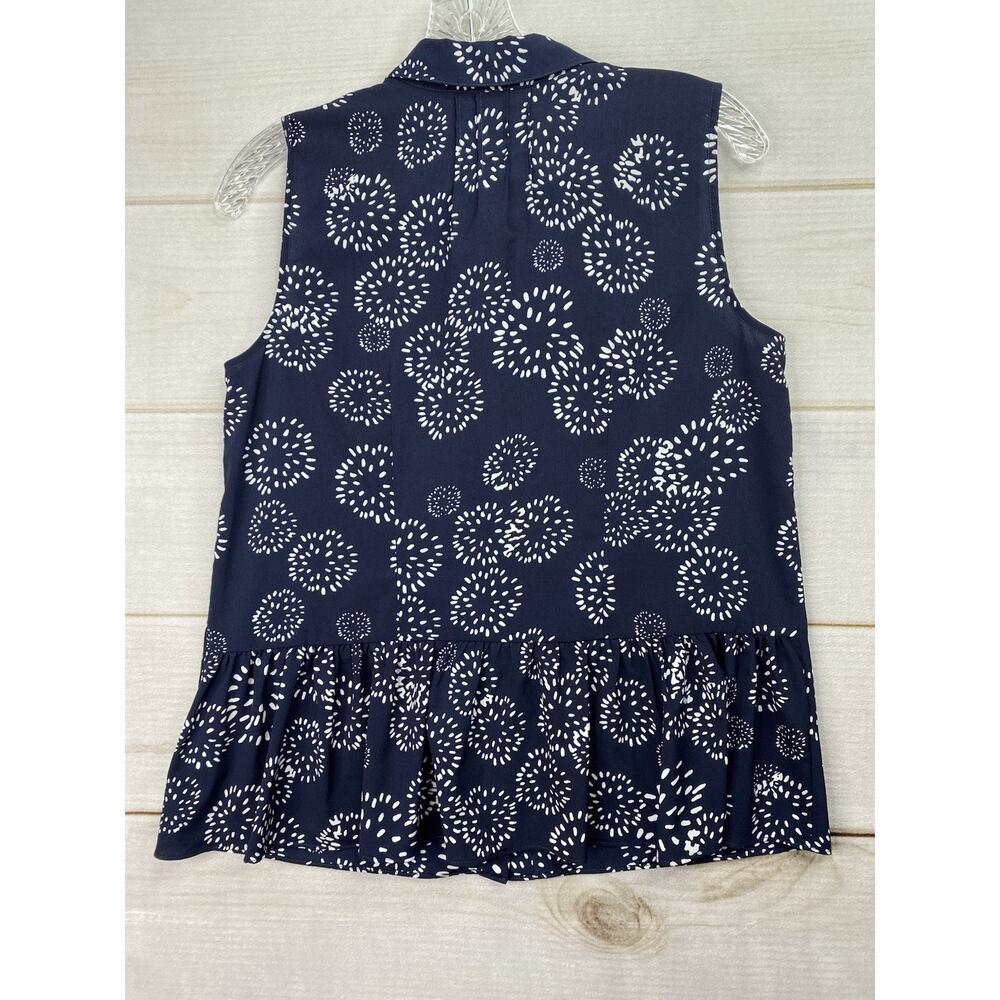 Cabi Top Womens S Sleeveless Button Up Blue Geometric Floral Mod Retro Boho - Picture 10 of 10